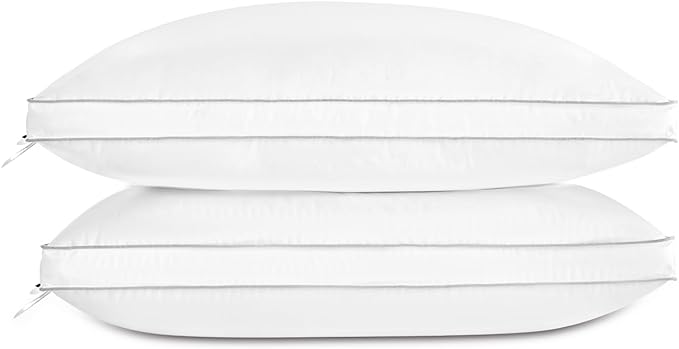 Globon Luxury Feather Down Pillow, Medium Fluffy Pillow King Size, Gusseted Bed by Globon
