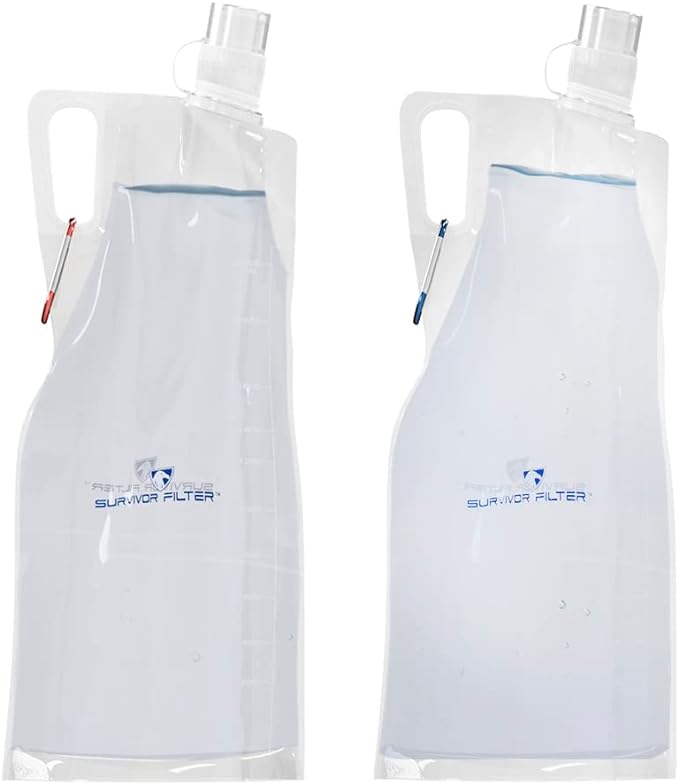 Survivor Filter Collapsible Water Bottles, Canteens 2 Pack by SurvivorFilter