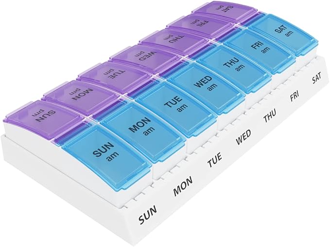 EZY DOSE Weekly AM/PM Pill Organizer, Vitamin and Medicine Box, Large Pop-out by EZYDOSE