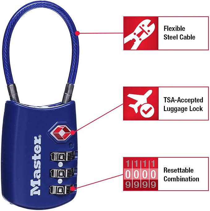Master Lock Set Your Own Combination TSA Approved Luggage Lock, Travel Zipper - Image 2