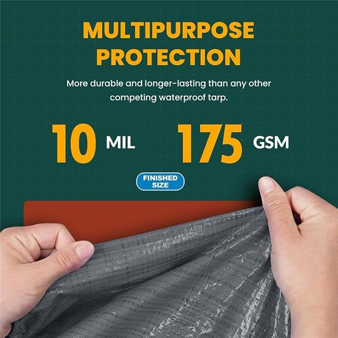 Tarp Cover 40X40 Silver/Black Heavy Duty Thick Material, Waterproof, RV Or Pool - Image 3