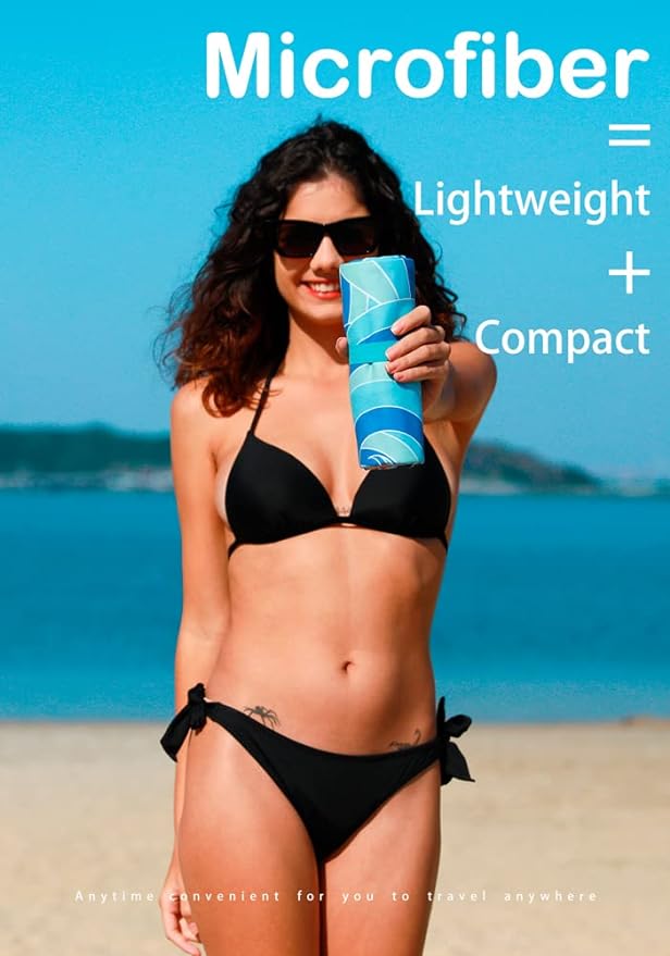 Microfiber Lightweight Beach Towel Sand Free Quick Dry Absorbent Thin Compact - Image 2