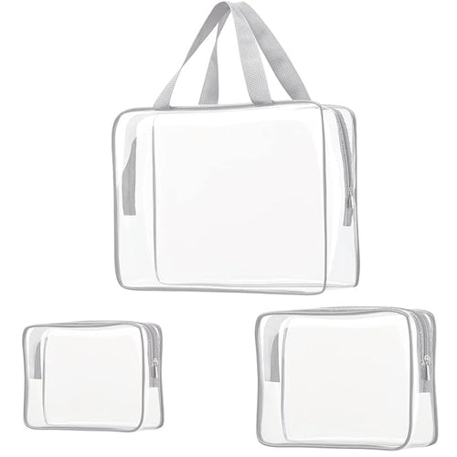 3Pcs Crystal Clear PVC Travel Toiletry Bag Kit by ROYBENS