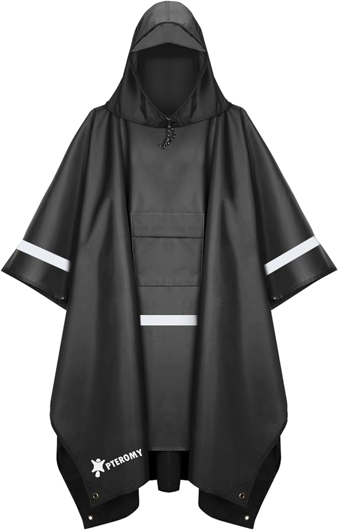 PTEROMY Hooded Rain Poncho for Adult by PTEROMY