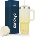 30 oz Tumbler with Handle and 2 Straws, 2 in 1 Lid Insulated Water Bottle by Konokyo