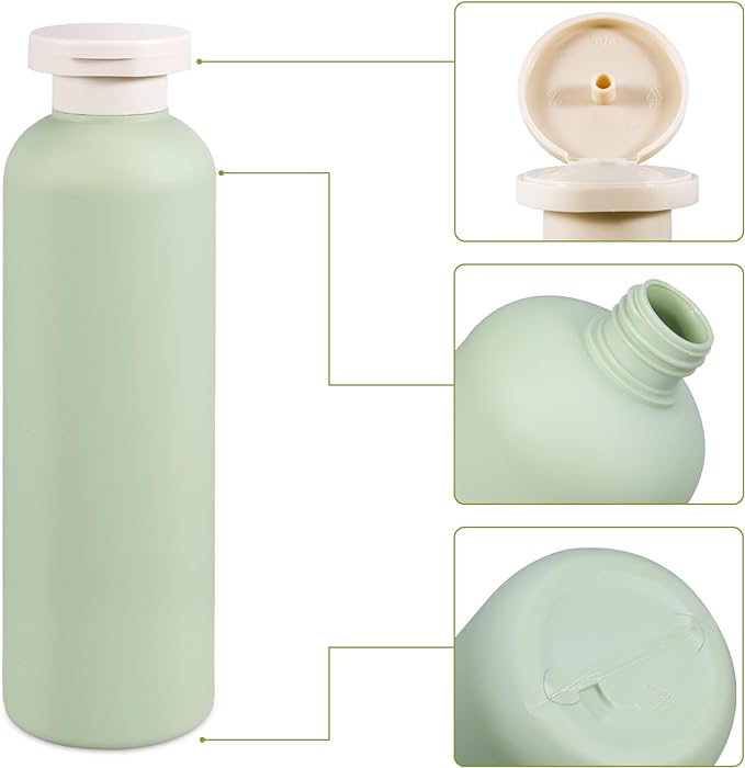 13.5oz Squeeze Bottles with Flip Cap, Refillable Plastic Travel Bottles - Image 3