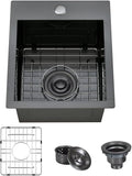 ARTLINE 15 x 17 Inch Black Drop in Bar Sink, Stainless Steel Single Bowl by ARTLINE