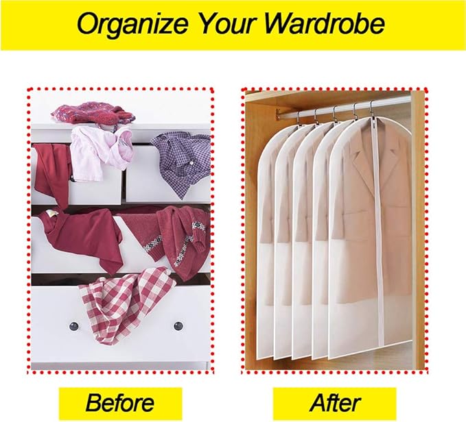 Garment Bags for Hanging Clothes 24''X48'' Suit Bags for Closet Storage Plastic - Image 6