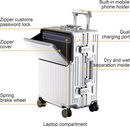 2-Piece Hardshell Zipperless Luggage Set, 20/26" Aluminum Frame Hardshell - Image 2