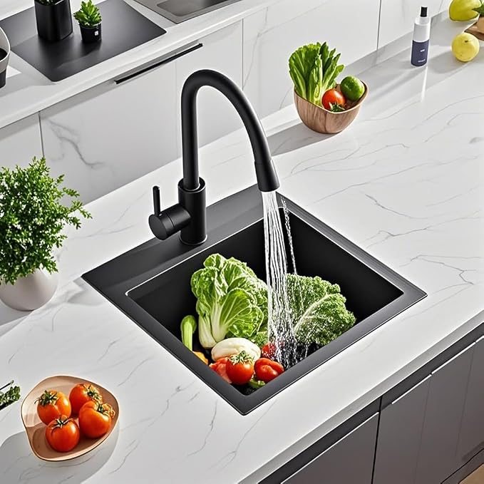 ARTLINE 15 x 20 Inch Black Drop in Bar Sink, Stainless Steel Single Bowl - Image 7