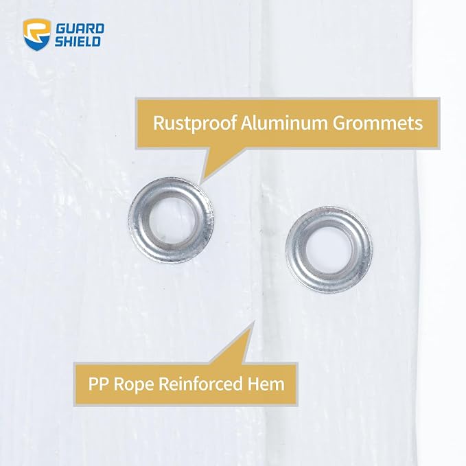 GUARD SHIELD Tarp White 10x10 Feet Multi Purpose Waterproof Poly Tarp Cover 5mil - Image 5