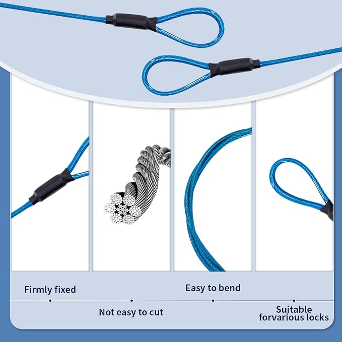 3.3mm Outdoor Travel Stainless Steel Security Cable-30ft Luggage Lock Safety - Image 4