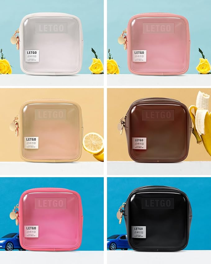 LETGO Small Cosmetic Bag for Purse Mini Makeup Bag for School Cute Clear Make - Image 7