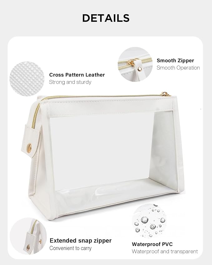 2 Pack Clear Makeup Bag Set Travel Cosmetic Case TSA Approved Toiletry Bag - Image 2