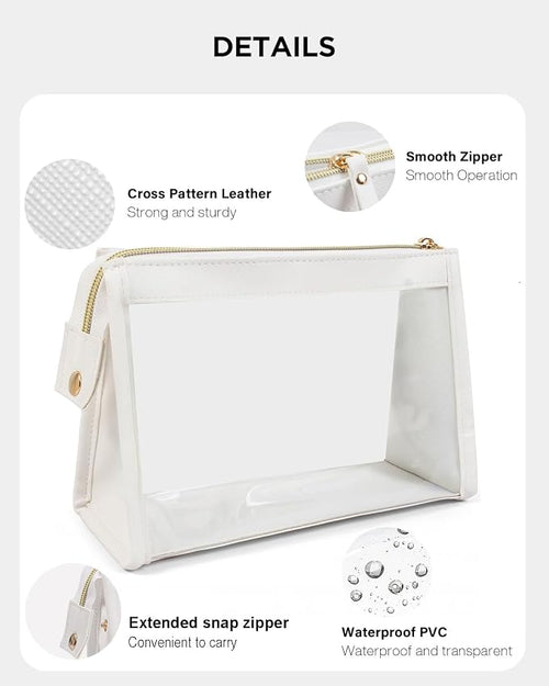 2 Pack Clear Makeup Bag Set Travel Cosmetic Case TSA Approved Toiletry Bag - Image 2