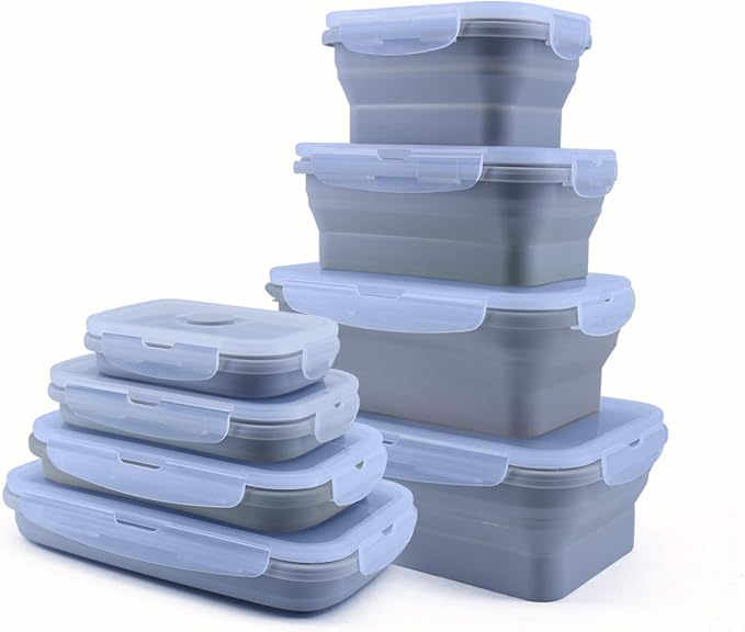 4 Pack Collapsible Silicone Food Containers Storage Lunch Bento Box - Image 7