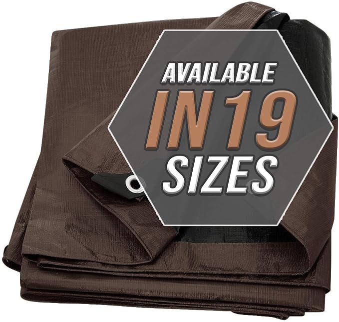 Tarp Cover Brown/Black Heavy Duty 10'X10' Thick Material, Waterproof, RV Or by Trademark+Supplies