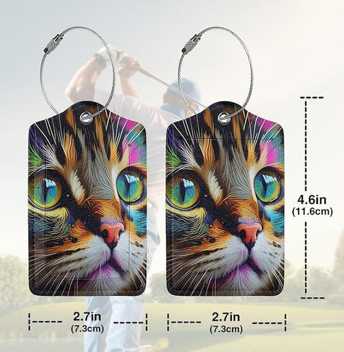 2 Pack Luggage Tags for suitcases Cute Cat Luggage Tag, Leather Stainless Steel - Image 2