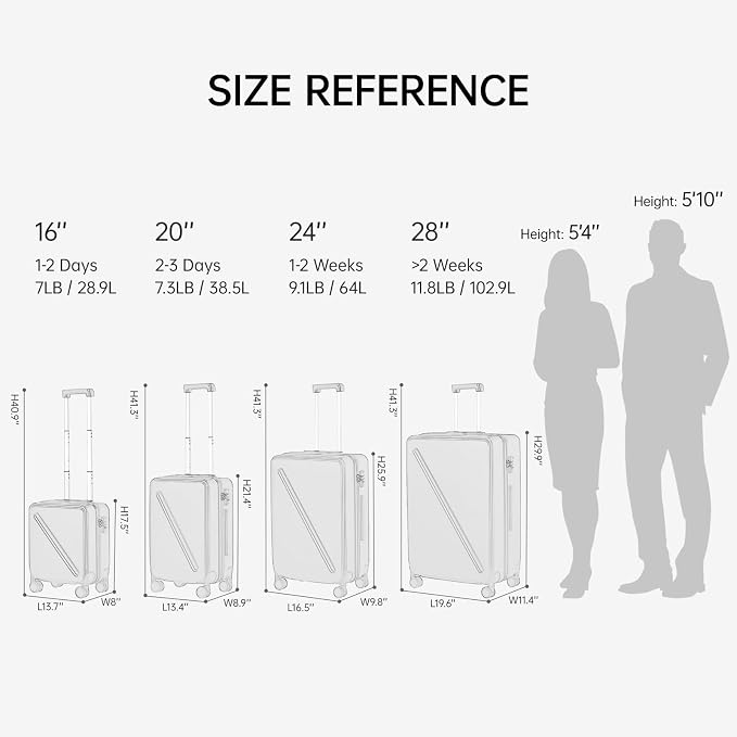 MILADA 2 Piece Luggage Sets, Hard Case Luggage set TSA Approved, Suitcase - Image 3