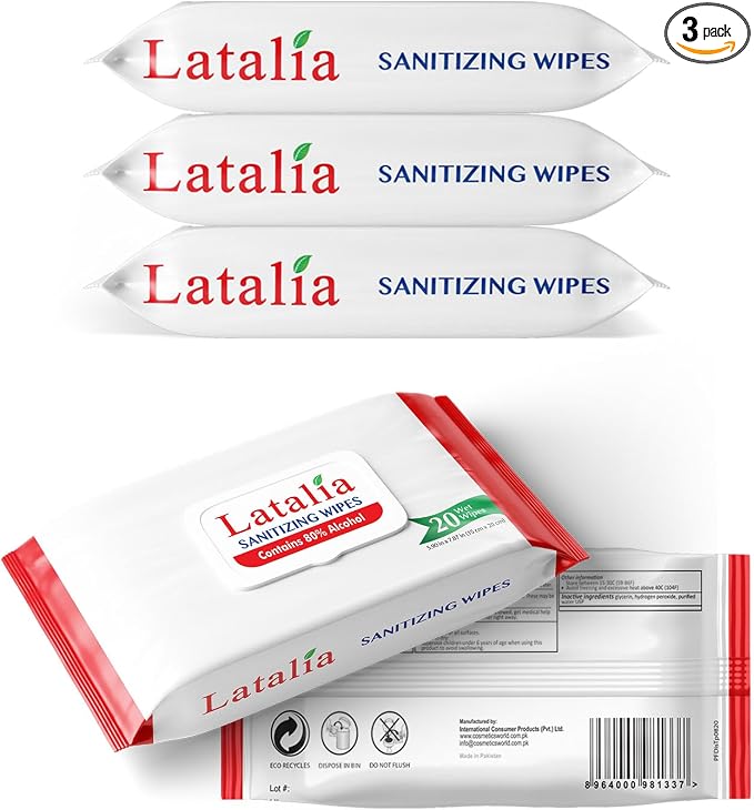 Hand Wipes | 80% Alcohol Hand Sanitizer Wipes by Latalia