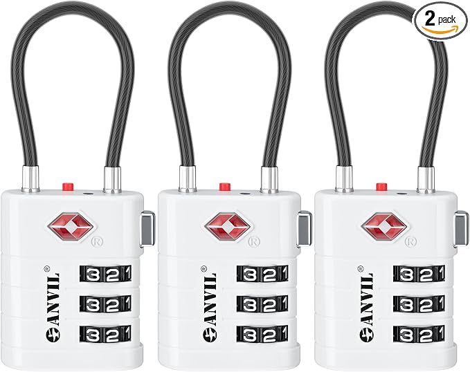 ANVIL TSA Approved Luggage Locks – High Security TSA008 Combination Travel Locks by ANVIL