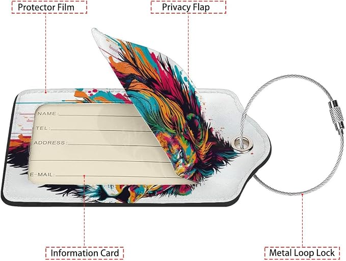 Colorful Lion in Pop Luggage Tags - Image 2