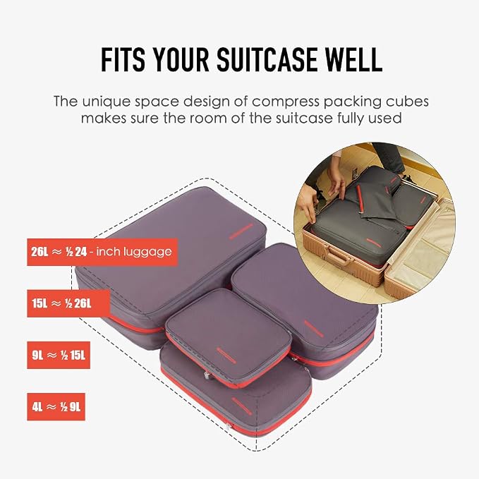 Bee Nesting Waterproof Compression Packing Cubes, Travel Packing organizers - Image 8