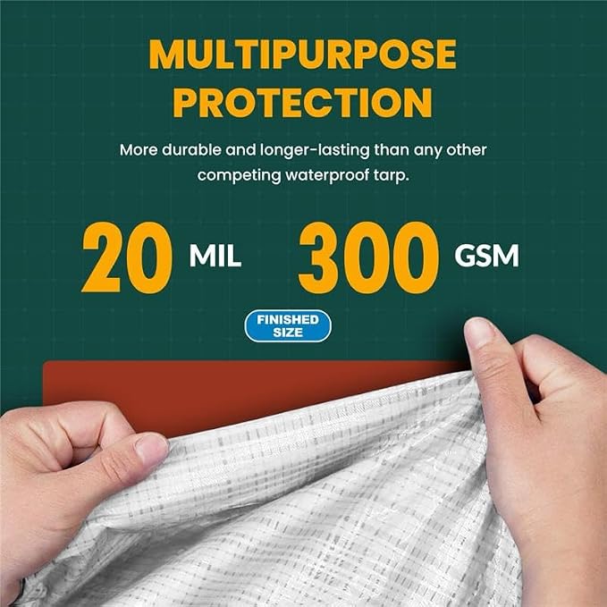 Tarp Cover White Heavy Duty 20 Mill Thick Material, Waterproof 18'X24' Great - Image 3