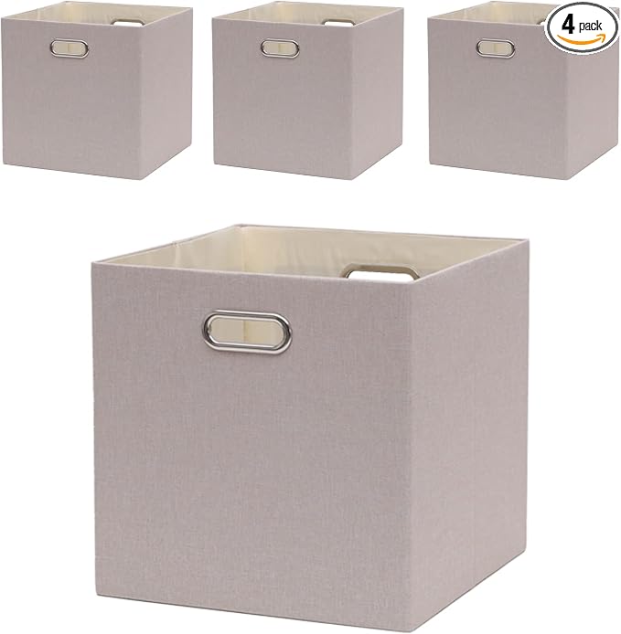 Cube Storage Bins 13×13 Linen Foldable Box by Fboxac