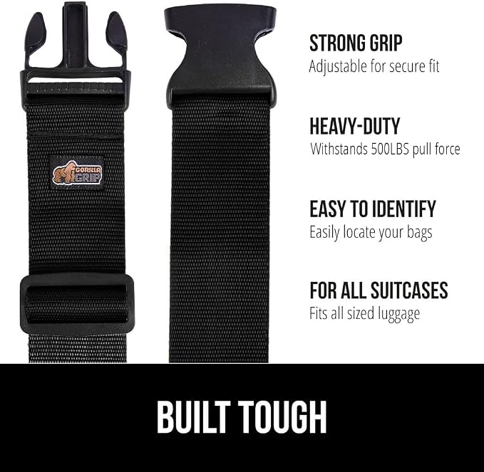 GORILLA GRIP Heavy Duty 8 Pack Adjustable Luggage Straps - Image 2