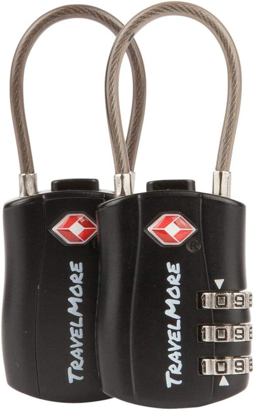 2 Pack TSA Approved Travel Combination Cable Luggage Locks by TravelMore