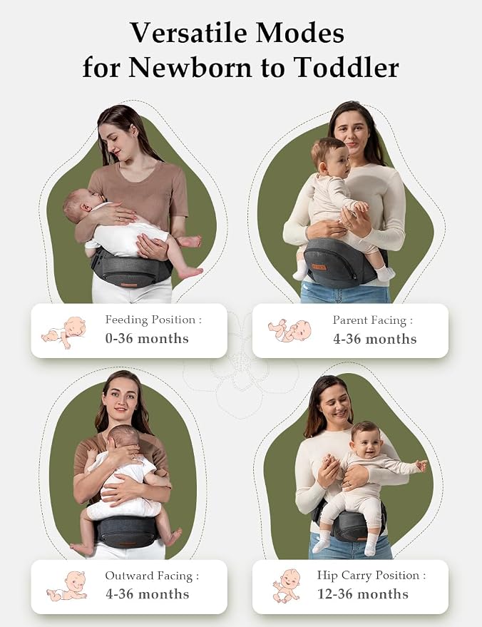besrey Baby Hip Carrier, Adjustable Waist Belt Carrier, Ergonomic M Position - Image 6