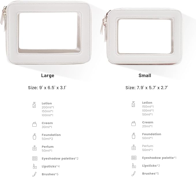 Aveniee Clear Makeup Bag Organizer Set, Portable Travel Toiletry Case - Image 2