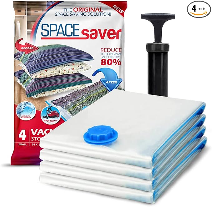 4 Pack Small Vacuum Storage Bags by Spacesaver