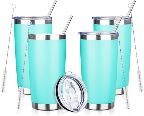 20oz Tumbler with Straw and Brush, Stainless Steel Vacuum Insulated tumbler by Unknown