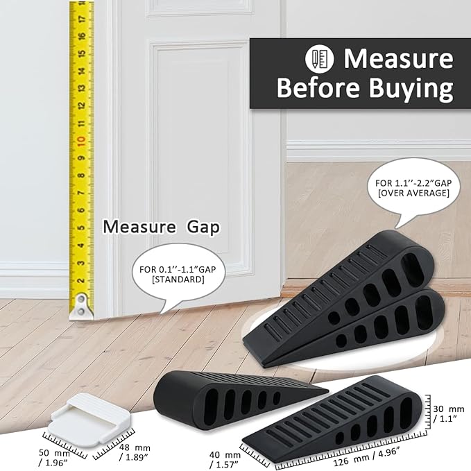 JQK Rubber Door Stopper Wedge, Wooden Floor, DSB61-BK-P2 - Image 2