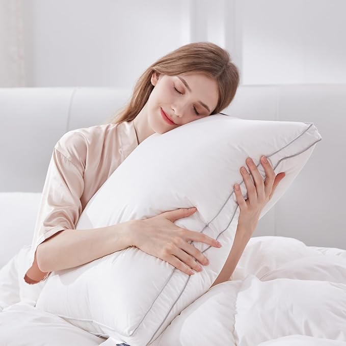 Globon Luxury Feather Down Pillow King Size, Firm Gusseted Bed Pillows by Globon