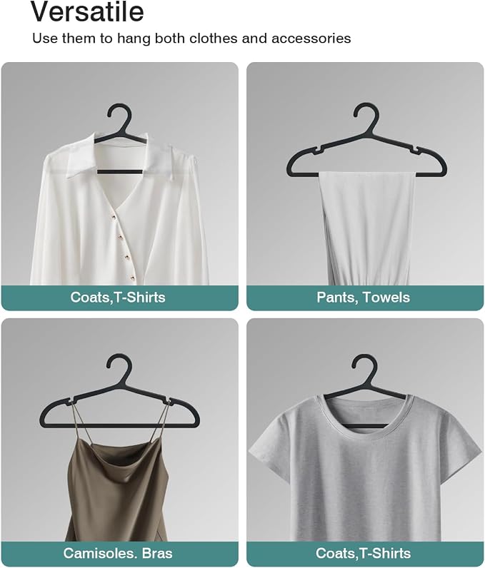 30 Pack Clothes Hangers, Non Slip Plastic Coat Hangers, Space Saving Hangers - Image 6