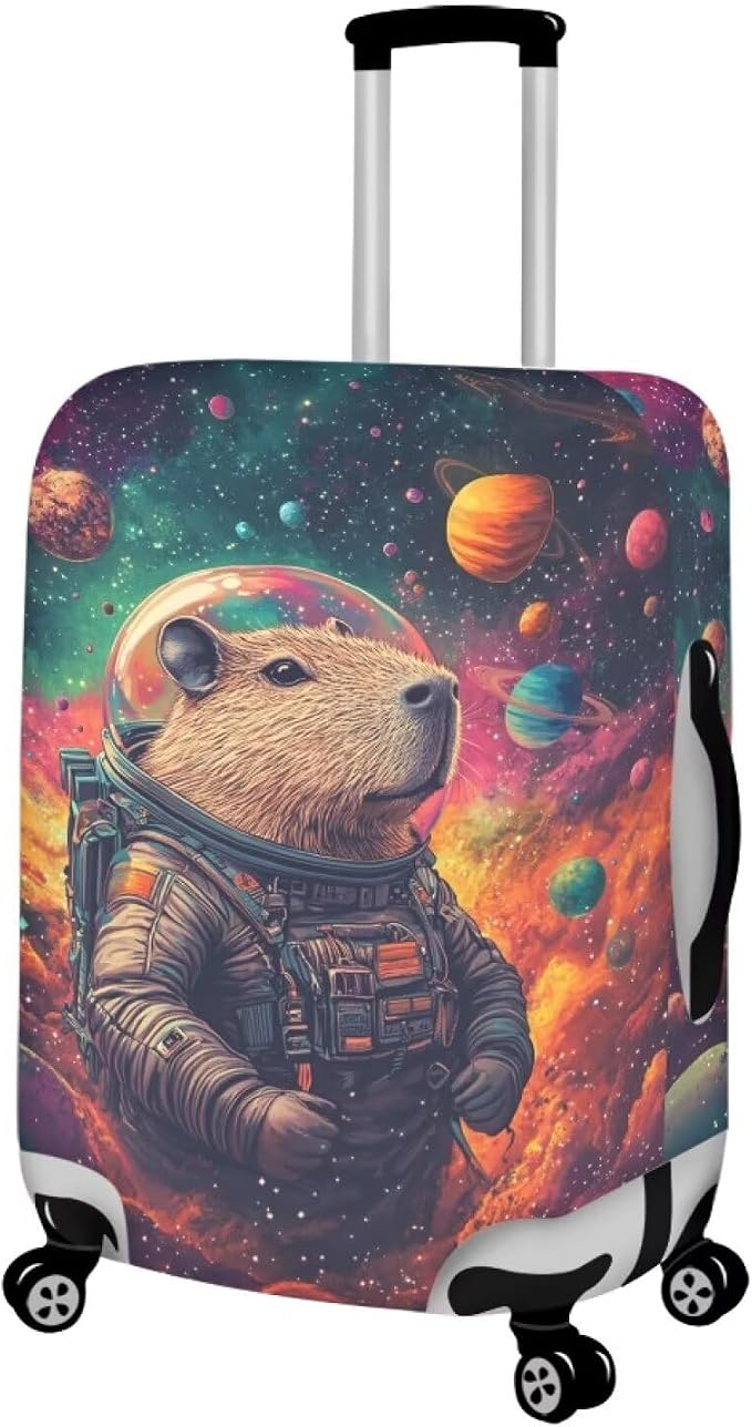 Cute Capybara Suitcase Cover Fit 30-32 Inch Anti-Scratch Washable Spandex - Image 2