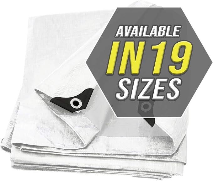 Tarp Cover White Heavy Duty 20 Mill Thick Material, Waterproof 20'X20' Great by Trademark+Supplies