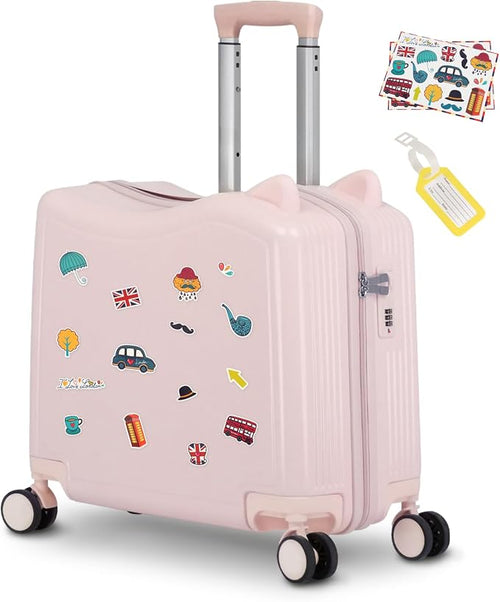 20" Ride-On Travel Suitcase for Kids, Cute Ear Toddler Carry on Luggage by smilesun