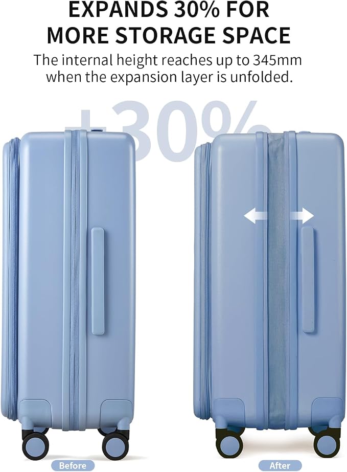 aji Expandable Top Open Carry On Luggage 22x14x9 Airline Approved, 20 Inch Hard - Image 3