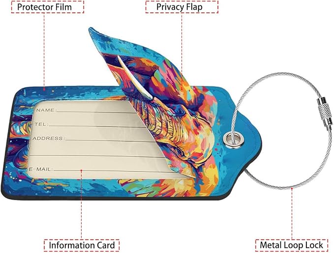 Colorful Elephant 2-Pack Luggage Tags - Image 2