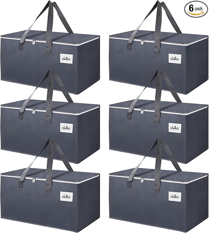 6 Pack Extra Large 93L Moving Bags, 60lb Heavy Duty Moving Totes by Unknown