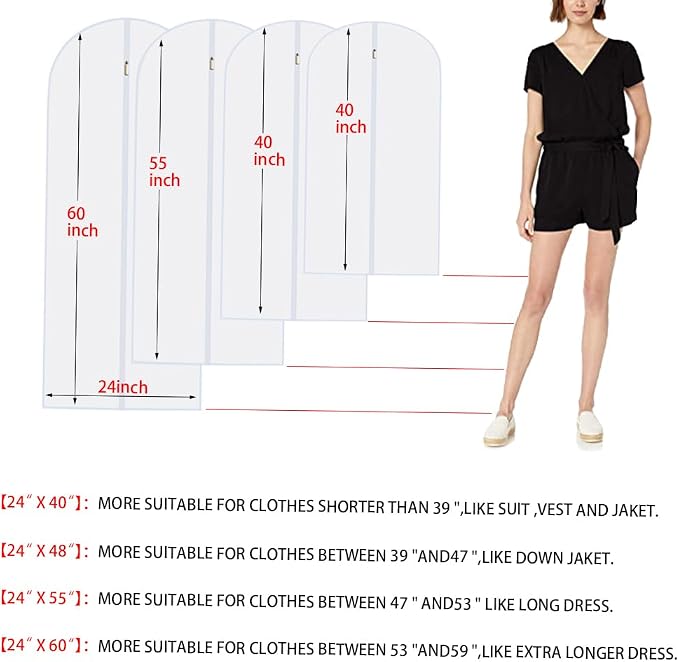 Garment Bags for Hanging Clothes Suit Bags for Closet Storage, Plastic - Image 2