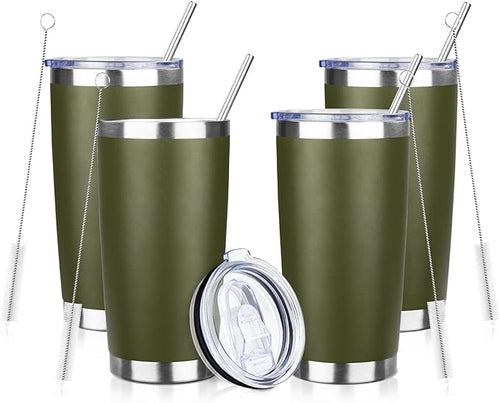 20oz Tumbler with Straw and Brush, Stainless Steel Vacuum Insulated tumbler by Unknown