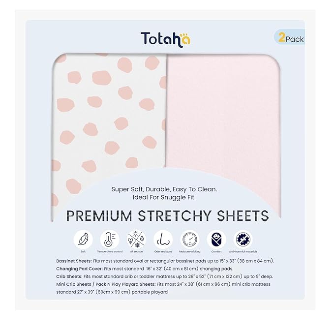 TotAha Premium Stretchy Crib Sheets-Hypoallergenic, Silky Comfort, Buttery Soft by TotAha%7CUnitedStates