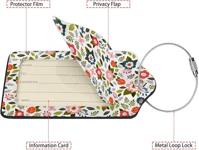 Blooming Flower Luggage Tags for Suitcases, 2 Pack Luggage Tag, Leather - Image 2