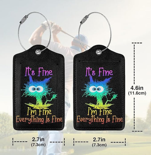 2 Pack Luggage Tags for suitcases Cute Funny I'm Fine It's Fine Color Luggage - Image 2