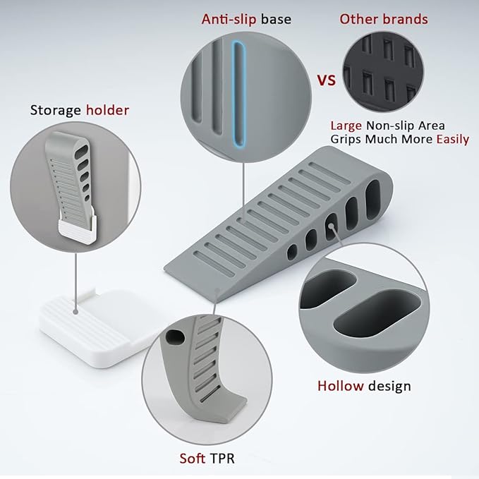JQK Rubber Door Stopper Wedge, Wooden Floor, DSB61-GY-P9 - Image 5